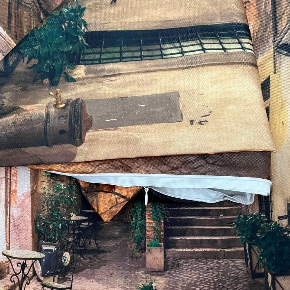 2 Charming Italian Street Scene Pillow Covers 20”x 20” - Picture 2 of 3